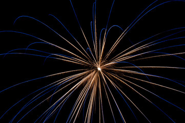 Colorful festive fireworks in the night sky