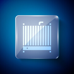 White Car radiator cooling system icon isolated on blue background. Square glass panels. Vector Illustration.