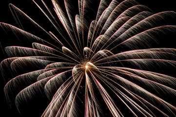 Colorful festive fireworks in the night sky