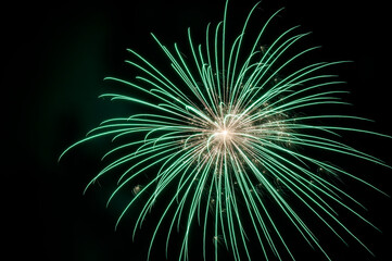 Beautiful sparkling holiday fireworks in the night sky