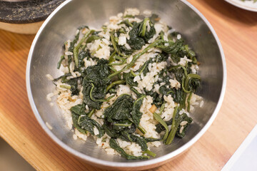 Seasoned Thistle with Rice. korea healthy food bibimbap.