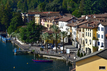 The small town Riva di Solto at Lake Iseo, Lombardy, Italy.