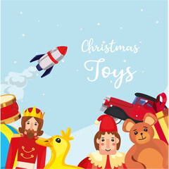 merry christmas toys and rocket vector design