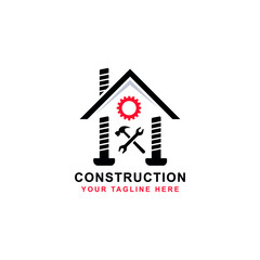 Creative Home Construction Concept Logo Design Template