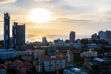 the cityscape of Pattaya in the evening Thailand Asia