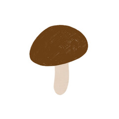 mushroom on white background raster illustration with pencil texture