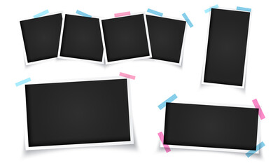 Blank instant photo frames collage