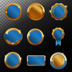 Golden frame badge and label vector collection