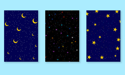 night background with moon and yellow stars