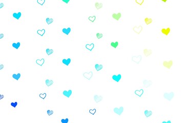 Light Blue, Green vector texture with lovely hearts.