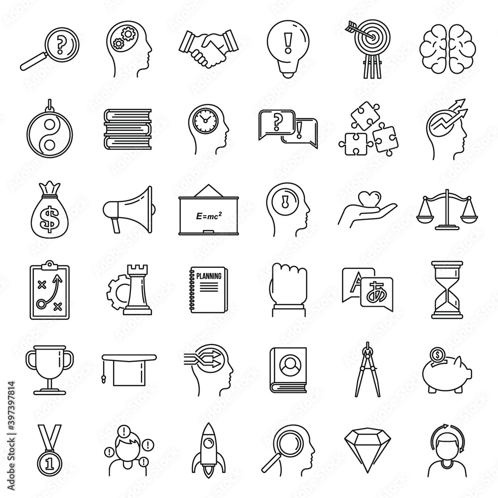 Poster modern life skills icons set. outline set of modern life skills vector icons for web design isolated