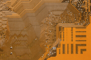 Computer circuit board close up. Background for the theme of electronics and computerization
