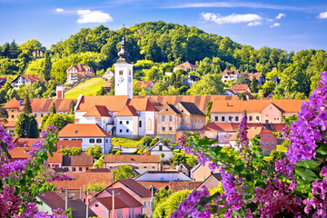 Town of Varazdinske Toplice in green hillside landscape view