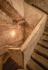Naples, Italy - built more than 2500 years ago, and widely used during World War II, the Naples subterranean system is a main turist attraction today. Here in particular the staircase
