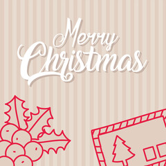 merry christmas berries and card vector design