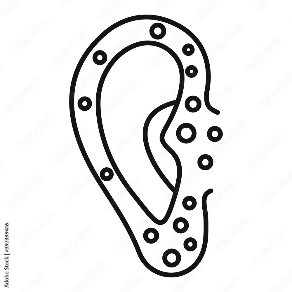 Sticker Ear measles icon. Outline ear measles vector icon for web design isolated on white background