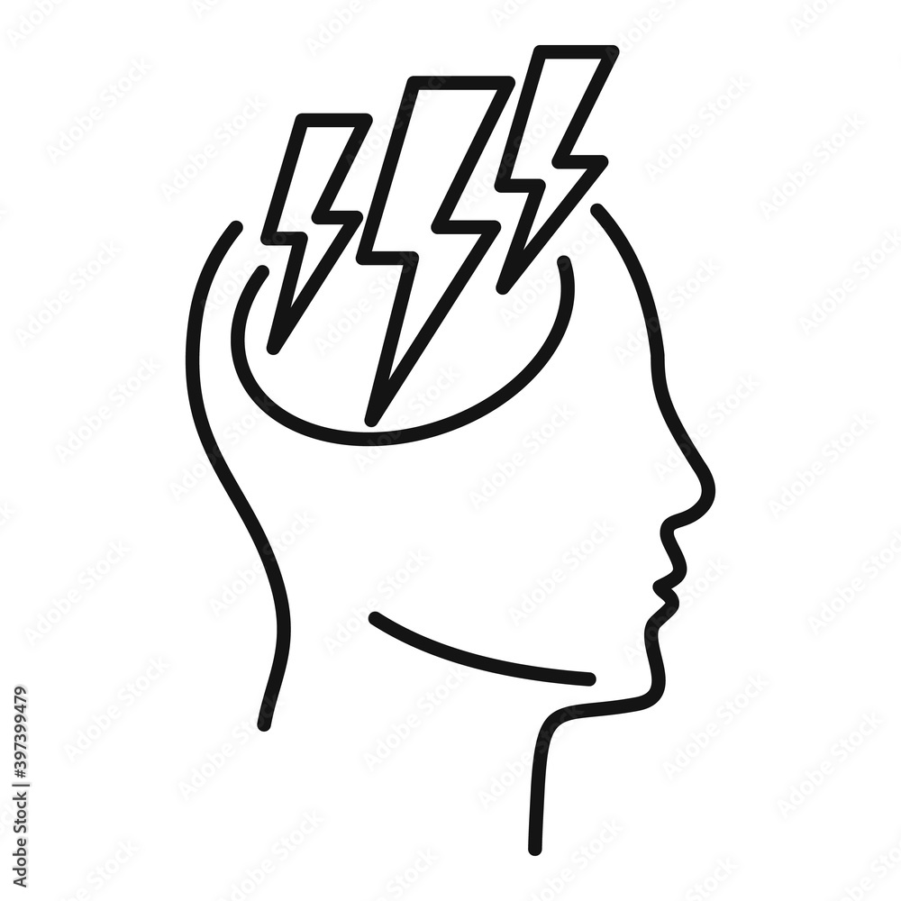 Poster measles headache icon. outline measles headache vector icon for web design isolated on white backgro