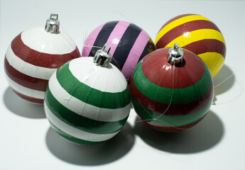 One set of Christmas balls on a white background, new year, christmas toys, holiday, christmas.