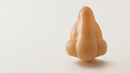 Plastic nose on white background. WhatsApp icon like. Copy Space