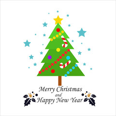 Merry christmas and happy new year vector template design illustration