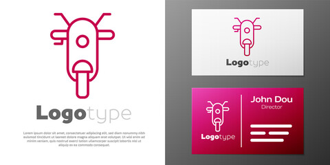 Logotype line Scooter icon isolated on white background. Logo design template element. Vector.