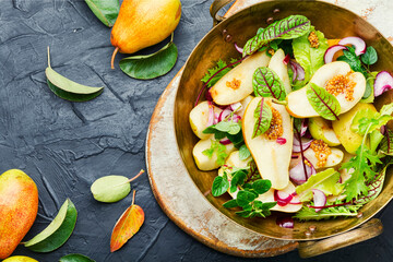 Autumn salad with pear.Healthy food