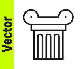 Black line Ancient column icon isolated on white background. Vector.