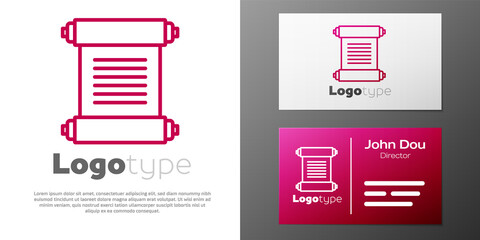 Logotype line Decree, paper, parchment, scroll icon icon isolated on white background. Logo design template element. Vector.