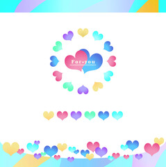 カラフルなハートフレーム・メッセージカード