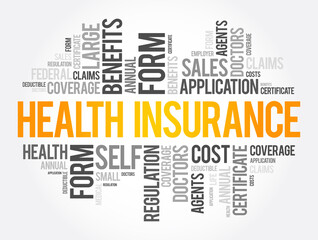 Health Insurance word cloud collage, healthcare concept background