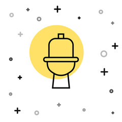 Black line Toilet bowl icon isolated on white background. Random dynamic shapes. Vector.