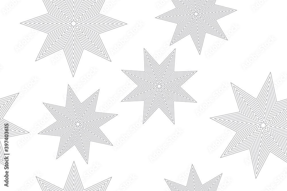 Wall mural seamless, abstract background pattern made with repeated lines forming star shapes. modern, playful 