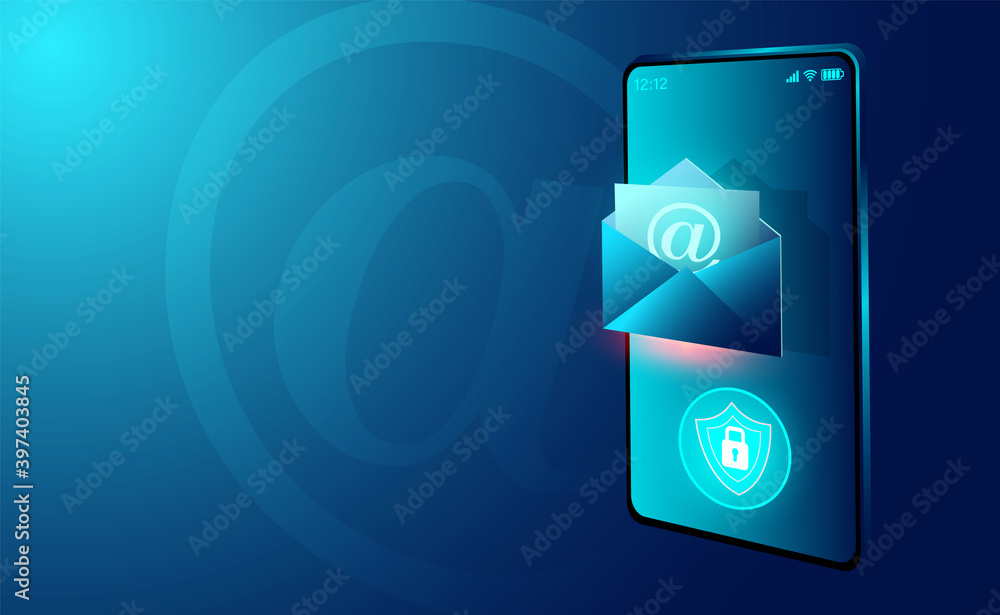 Aufkleber email service security and electronic mail message and web mail on smartphone