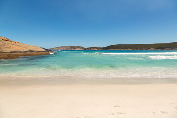 Fototapeta na wymiar View to the Sea from the Beach of the Hellfire Bay in the Cape Le Grand Nationalpark close to Esperance in Western Australia