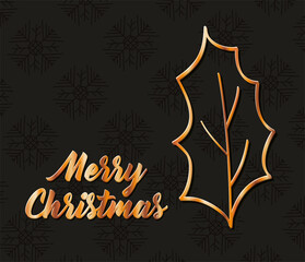 merry christmas gold leaf vector design