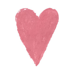 Vector colorful illustration of heart shape drawn with pink colored chalk pastels. Elements for design greeting card, poster, banner, Social Media post, invitation, sale, brochure, other graphic