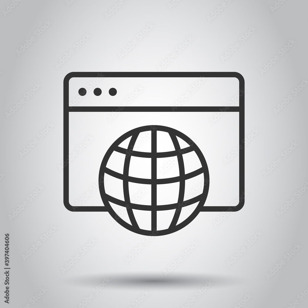 Poster website domain icon in flat style. global internet address vector illustration on white isolated bac