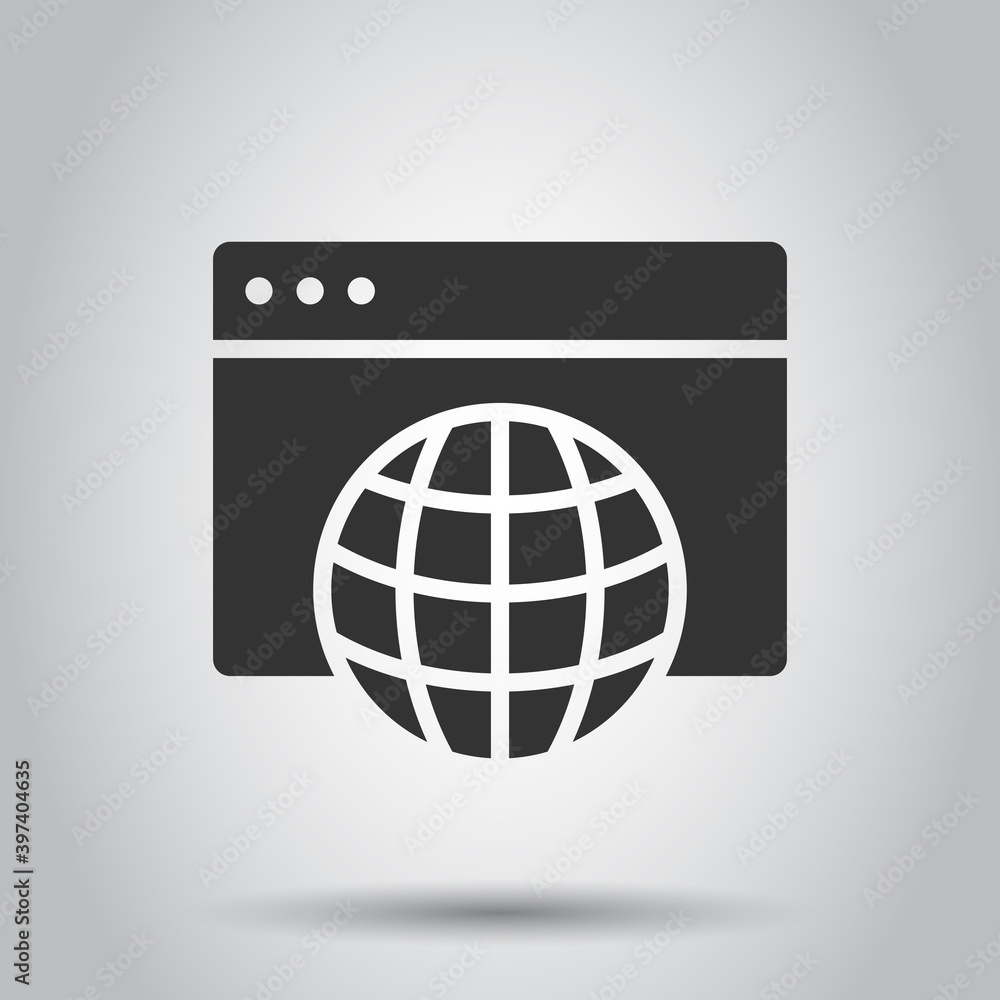 Aufkleber website domain icon in flat style. global internet address vector illustration on white isolated bac