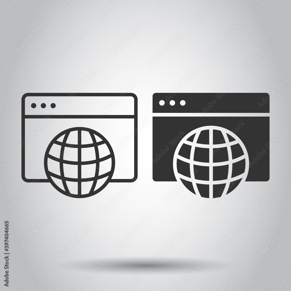 Aufkleber website domain icon in flat style. global internet address vector illustration on white isolated bac