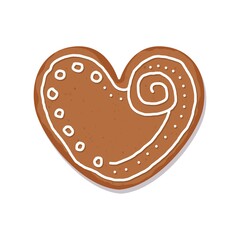 Christmas cookies. Gingerbread. Heart. Template for greeting card, postcard, for holidays. 