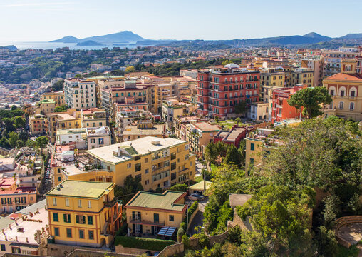 Naples, Italy - one of the historical districts in Naples, Chiaia displays a wonderful architecture and luxury residences. Here the district seen from the Certosa fortress