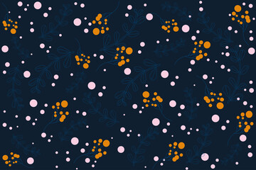 Doodle Christmas branch background, isolated vector illustration. Winter holiday decoration. Merry christmas natural design.