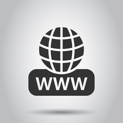 Global search icon in flat style. Website address vector illustration on white isolated background. WWW network business concept.