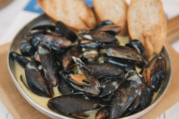 mussels on a white plate