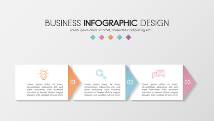 Infographic layout with 3 options. Timeline with business icons. Vector