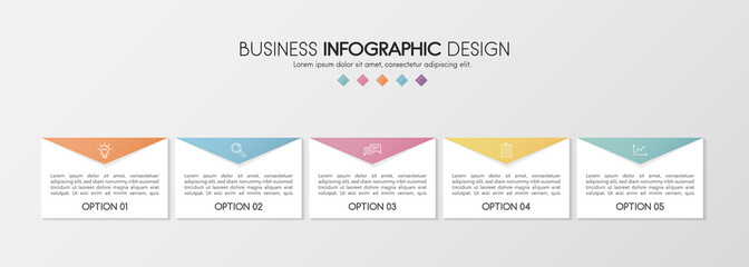 Colourful infographic template with 5 steps. Vector