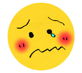 涙目の悲しい顔の黄色い表情のスタンプ