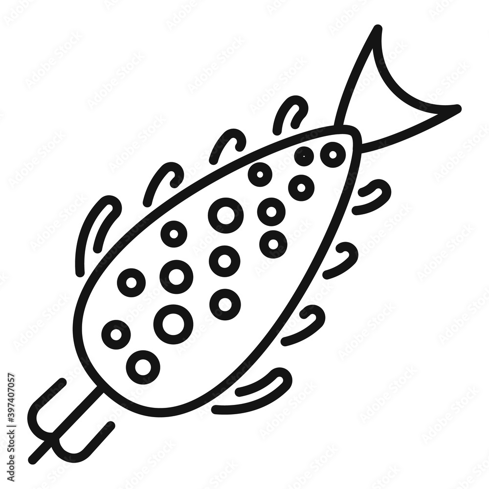 Poster fish bait activity icon. outline fish bait activity vector icon for web design isolated on white bac