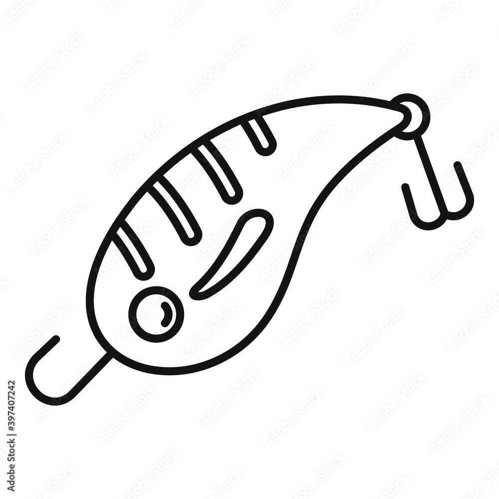 Poster fish bait jig icon. outline fish bait jig vector icon for web design isolated on white background
