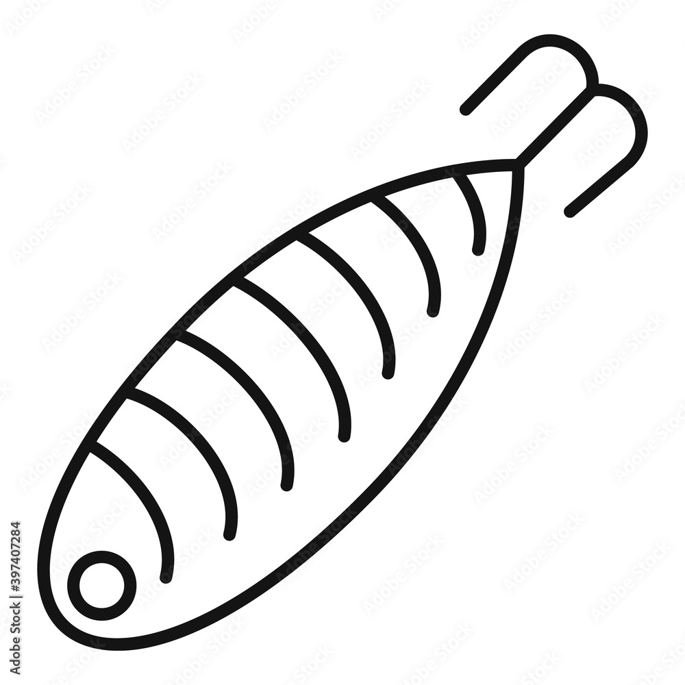 Poster soft fish bait icon. outline soft fish bait vector icon for web design isolated on white background